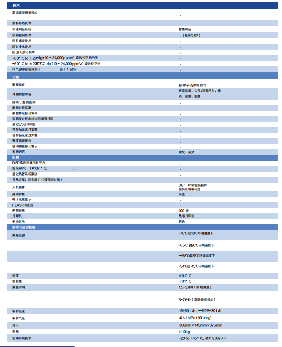Grampus Dp-1便攜露點儀技術(shù)參數(shù)